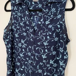 NY&C Navy Sleeveless Button Down Blouse